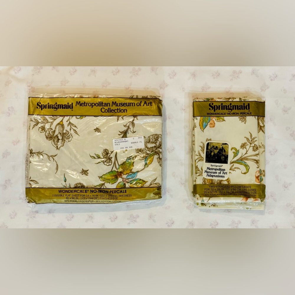 NOS Vintage 70’s Springmaid Wondercale No Iron Percale Sheet & Pillowcase Set!